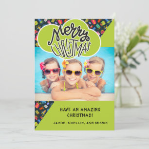 Whimsical Fun Custom Photo Children's Christmas Holiday Card