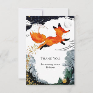 Whimsical Fun Fox Birthday Thank You Card