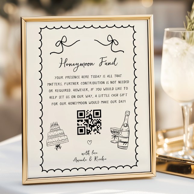 Whimsical Fun French Wedding Honeymoon Fund Sign (Creator Uploaded)