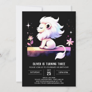 Whimsical Fun Lion Birthday Invitation