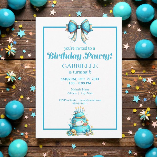 Whimsical Fun Teal Birthday  Invitation (Creator Uploaded)