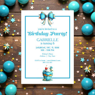 Whimsical Fun Teal Birthday Invitation