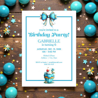 Whimsical Fun Teal Birthday Invitation