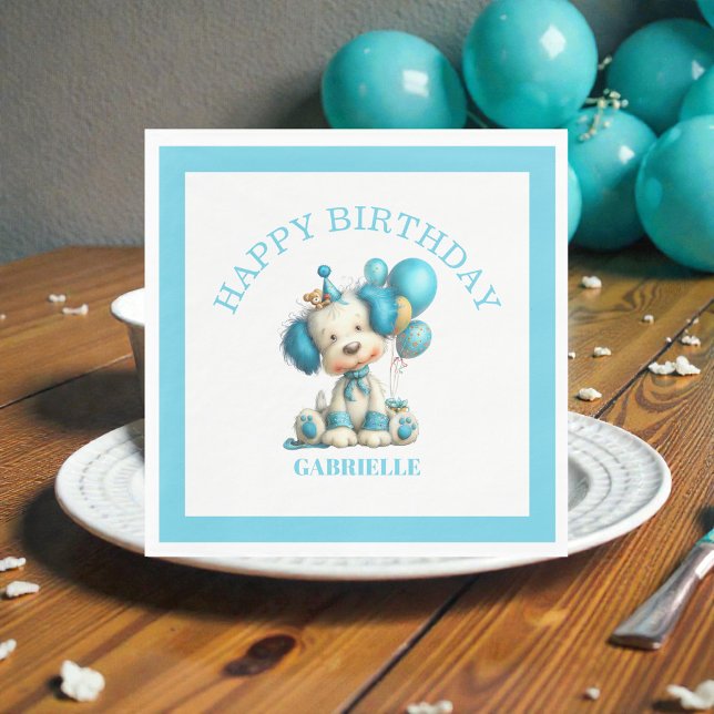 Whimsical Fun Teal Birthday  Napkin (Creator Uploaded)