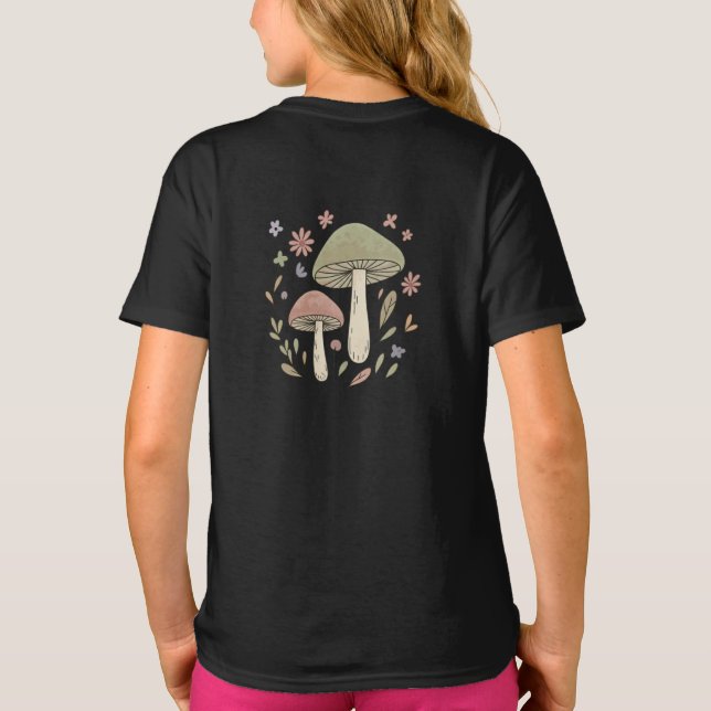Whimsical Fungi Botanical Graphic Cute T-Shirt (Back)