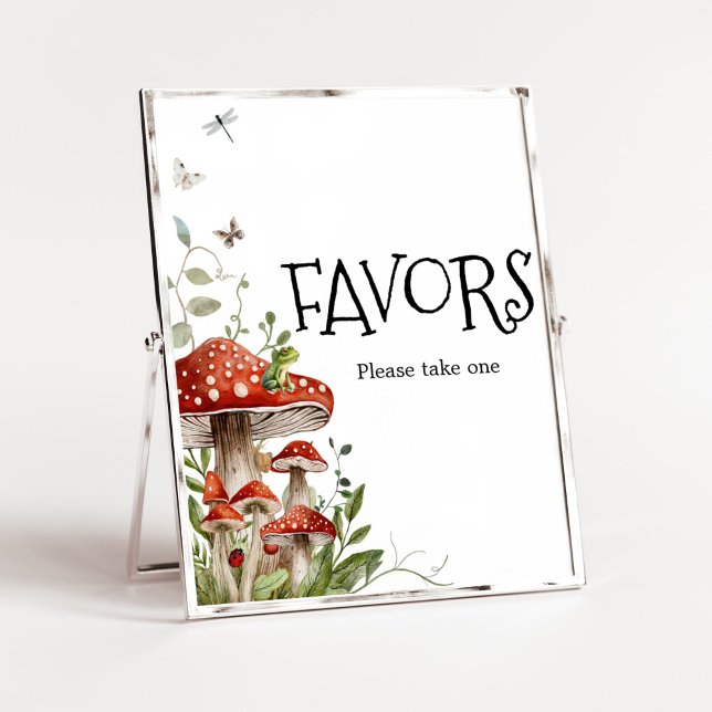Whimsical Fungi Mushroom Fall Baby Shower Favours Poster (Whimsical Mushroom Baby Shower Favors Sign)
