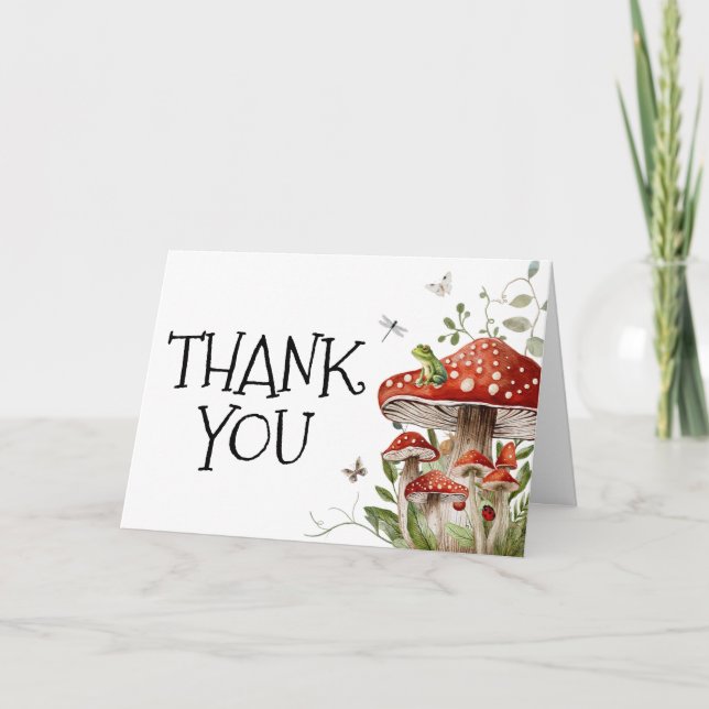 Whimsical Fungi Mushroom Fall Thank you Card (Front)