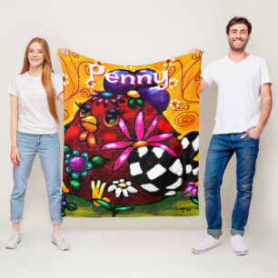 Whimsical Funky Chunky Floral Chicken Personalised Fleece Blanket