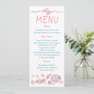 Whimsical Funky Decor Handwritten Wedding Menu