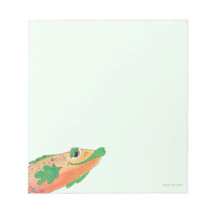 Whimsical Funky Fish Painting Orange and Green Notepad