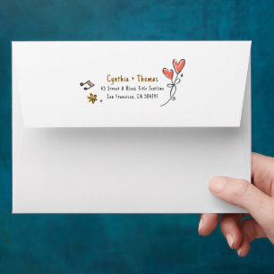 Whimsical Funky Hand Drawn Illustrations Wedding Envelope