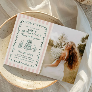 Whimsical Funky Quirky 30th Birthday Party Photo Invitation