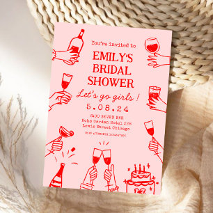 Whimsical Funky Quirky hand Drawing Bridal Shower Invitation
