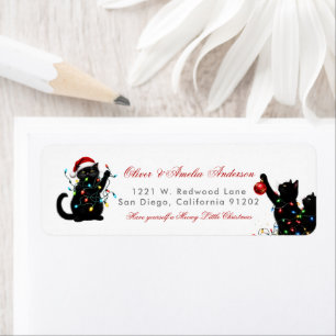 Whimsical Funny Christmas Cat Holiday adress