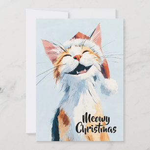 Whimsical Funny Cute Orange Meowy Christmas Cat Holiday Card