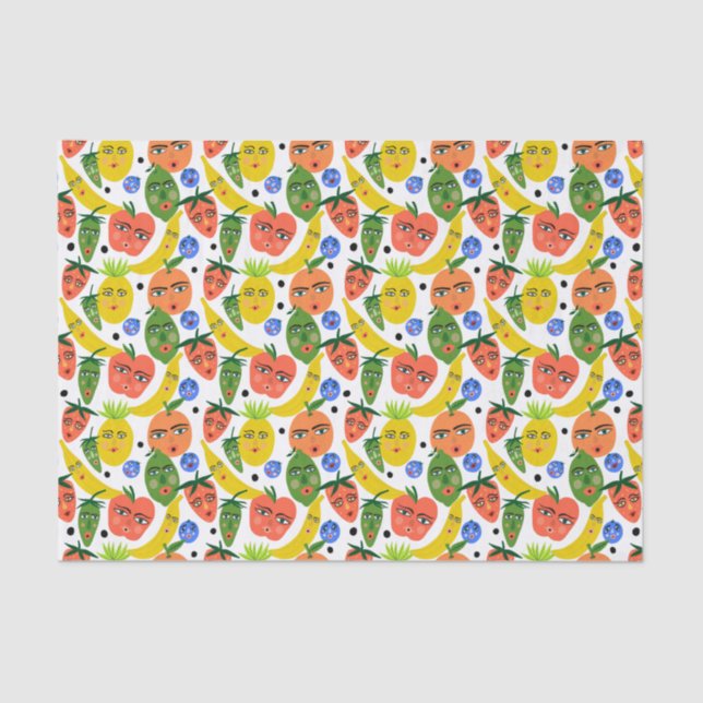 Whimsical Funny Fruit Salad Pattern Tissue Paper (Front)