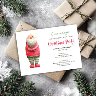 Whimsical Funny Pink Santa Christmas Party Invite