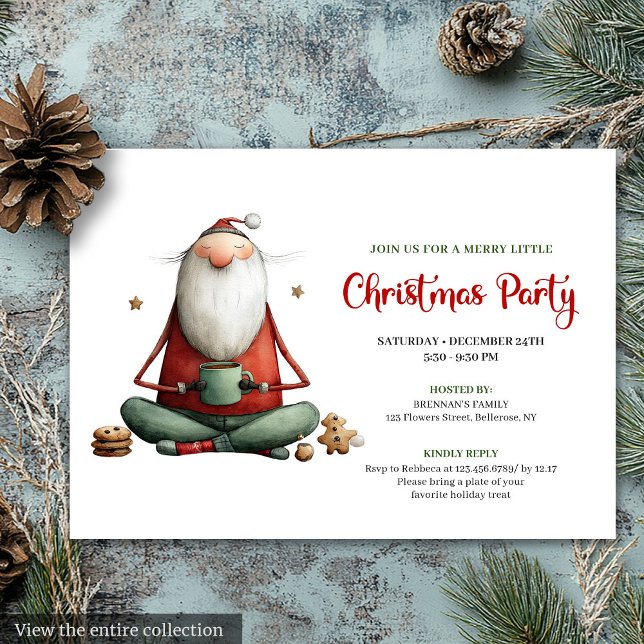 Whimsical Funny Santa Classic Christmas Invitation (Whimsical Funny Santa Classic Christmas Invitation)