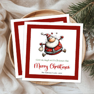Whimsical Funny Santa Claus Humour Christmas Napki Napkin