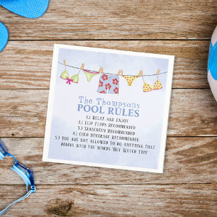 Whimsical Funny Summer Family Simple Pool Rules Napkin