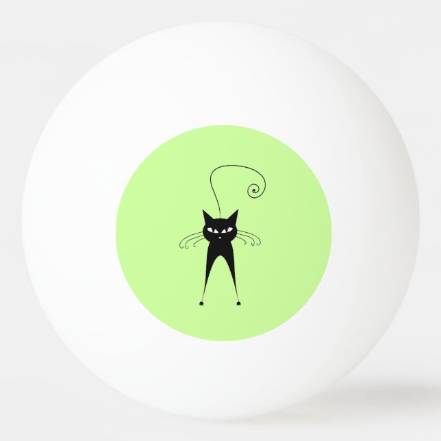 Whimsical Funny trendy black cat Ping Pong Ball (Front)