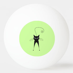 Whimsical Funny trendy black cat Ping Pong Ball
