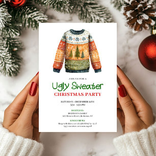 Whimsical Funny Ugly Sweater Holiday Design Invitation