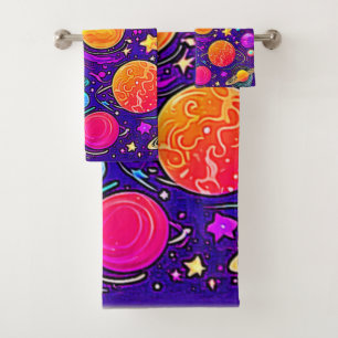 Whimsical Galaxy in Soft Hues Bath Towel Set