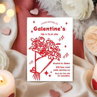 Whimsical Galentines Valentines girls  Party Invitation
