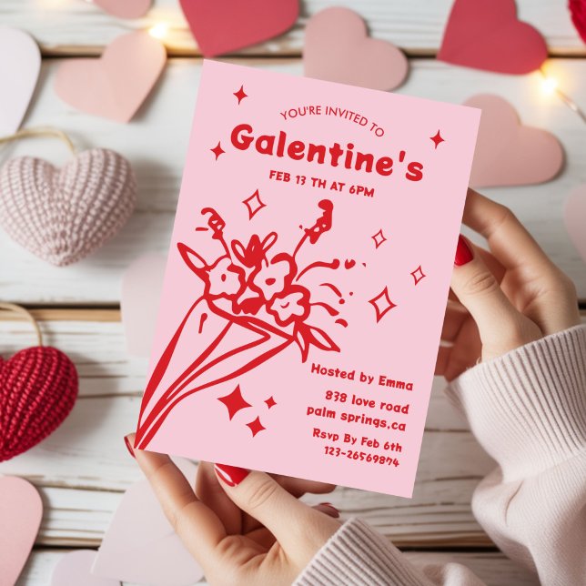 Whimsical Galentines Valentines girls  Party Invitation (Creator Uploaded)