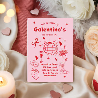 Whimsical Galentines Valentines girls  Party Invitation