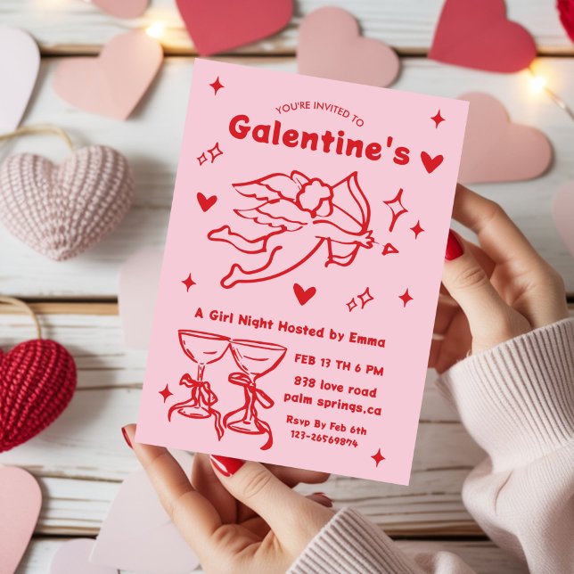 Whimsical Galentines Valentines girls  Party Invitation (Creator Uploaded)