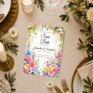 Whimsical Garden Arch Florals Wedding Save The Date