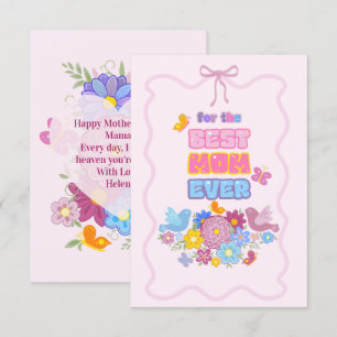 Whimsical Garden Birds & Butterflies Best Mum Ever Card