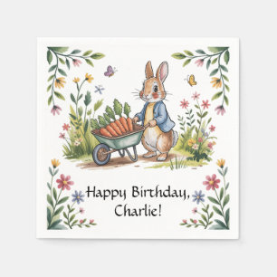 Whimsical Garden Bunny Boy Birthday Bash Napkin