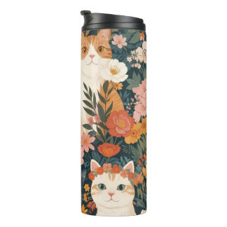 Whimsical Garden Cats Thermal Tumbler