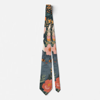 Whimsical Garden Cats Tie