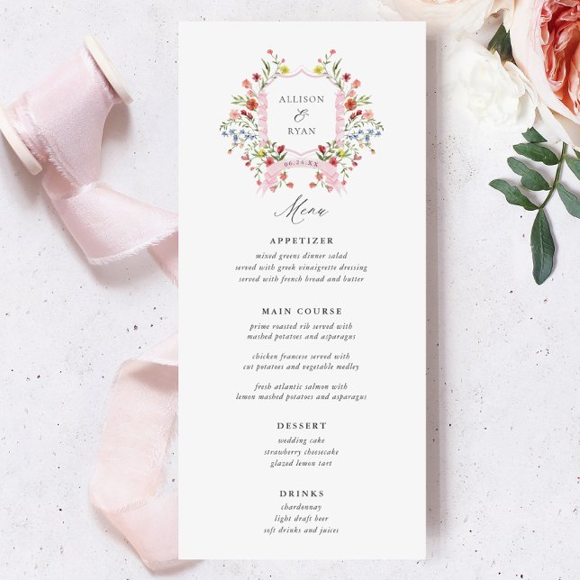 Whimsical Garden Crest Wildflower Wedding Menus (Creator Uploaded)
