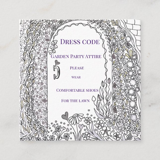 ​Whimsical Garden Door Floral Wedding Dress Code Enclosure Card (Front)