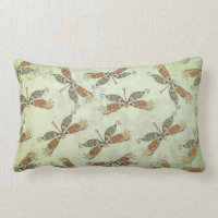 Whimsical Garden Dragonfly Pattern On Sage Green