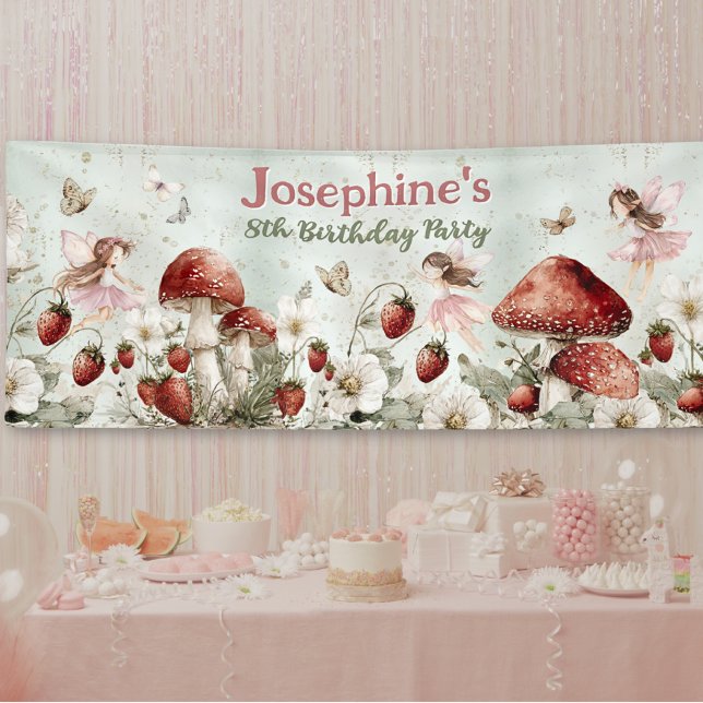 whimsical garden fairies birthday long custom banner (Creator Uploaded)