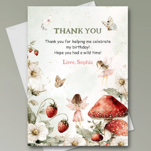 whimsical garden fairies birthday  thank you card