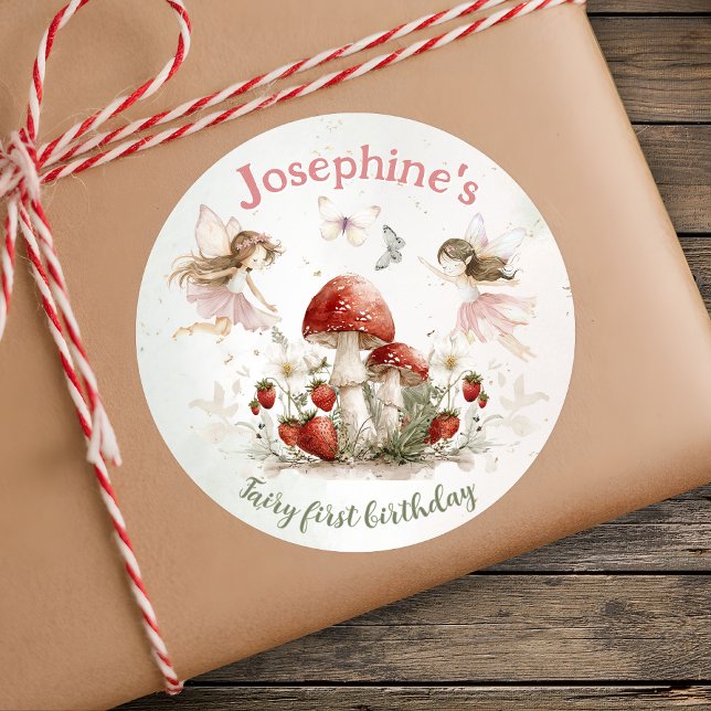 whimsical garden fairy first birthday girl classic round sticker (Creator Uploaded)