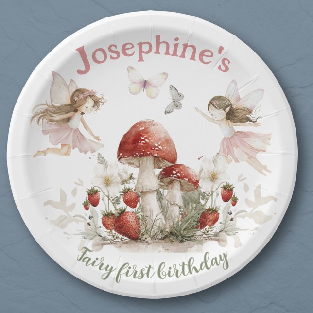 whimsical garden fairy first birthday girl paper plate (Creator Uploaded)