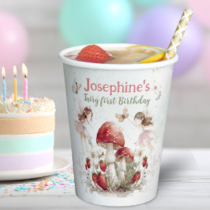 whimsical garden fairy first birthday girl small paper cups