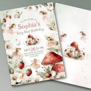 whimsical garden fairy first birthday invitation