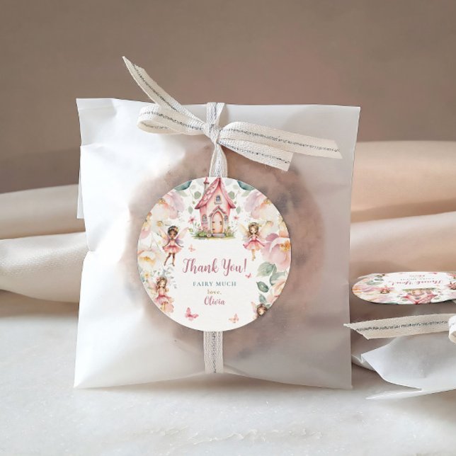 Whimsical Garden Fairy Tea Party Girls Birthday  Classic Round Sticker (Creator Uploaded)