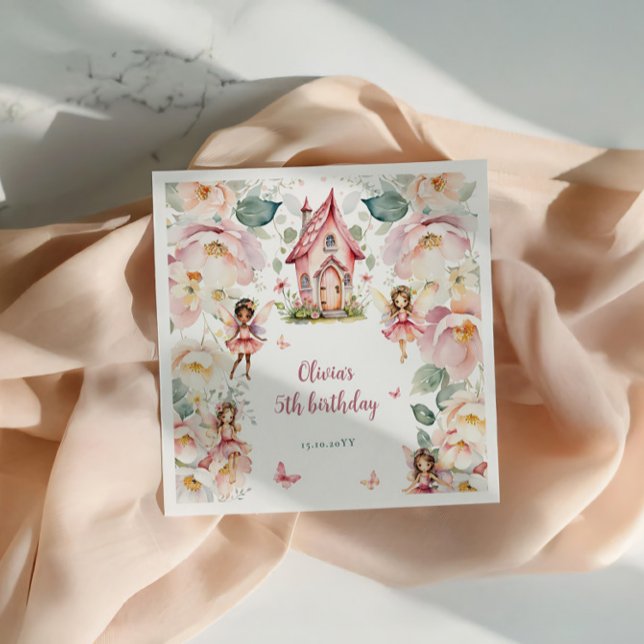 Whimsical Garden Fairy Tea Party Girls Birthday Napkin (Creator Uploaded)