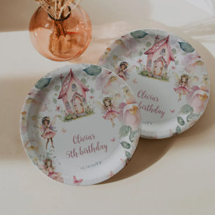 Whimsical Garden Fairy Tea Party Girls Birthday Paper Plate
