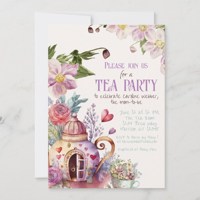 Whimsical Garden Fairytale Tea Party Shower Invitation (Front)
